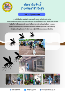 12 มิถุนายน 2568 เจ้าหน้าที่สาธารณสุข เข้าร่วมอบรมการพ่น IRS ป้องกันโรคมาลาเรีย